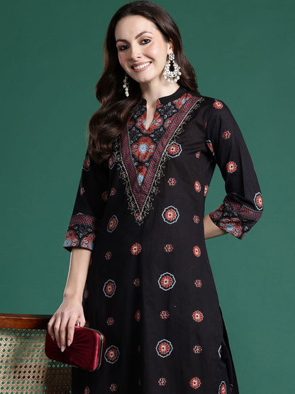 Dhiyona IE Indo era Printed Pure Cotton Top With Trousers Co-Ords