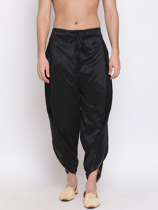 Men's Black Silk Blend Regular Dhoti