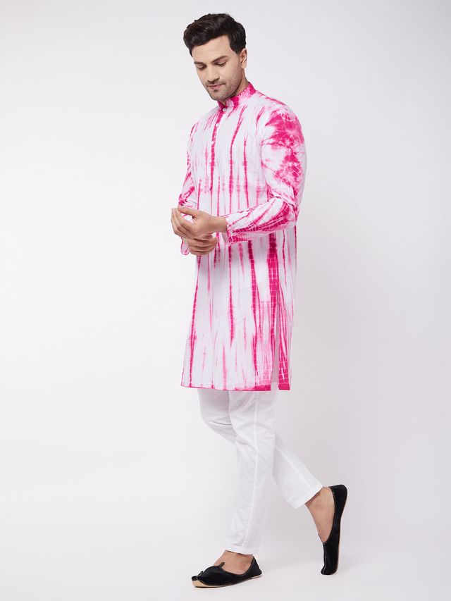 Men's Pink Pure Cotton Straight Kurta Pyjama Set