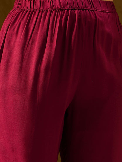 Women Ethnic Motifs Embroidered Panelled Thread Work Kurta with Trousers & With Dupatta