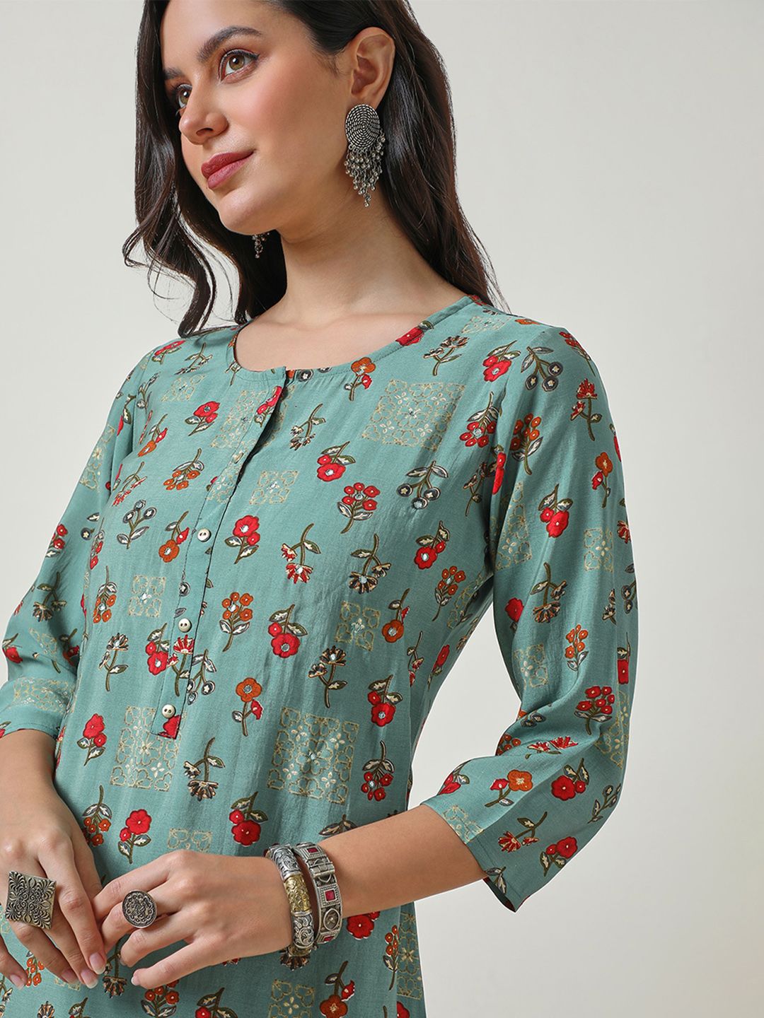 Dhiyona SO Women's Floral Printed Straight Kurta with Palazzos