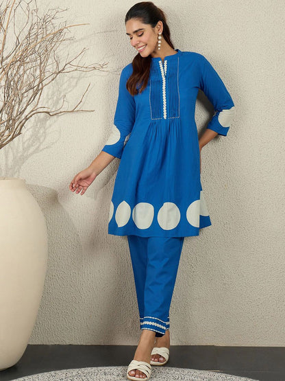 Dhiyona IE Printed Pure Cotton Mandarin Collar Tunic With Trouser