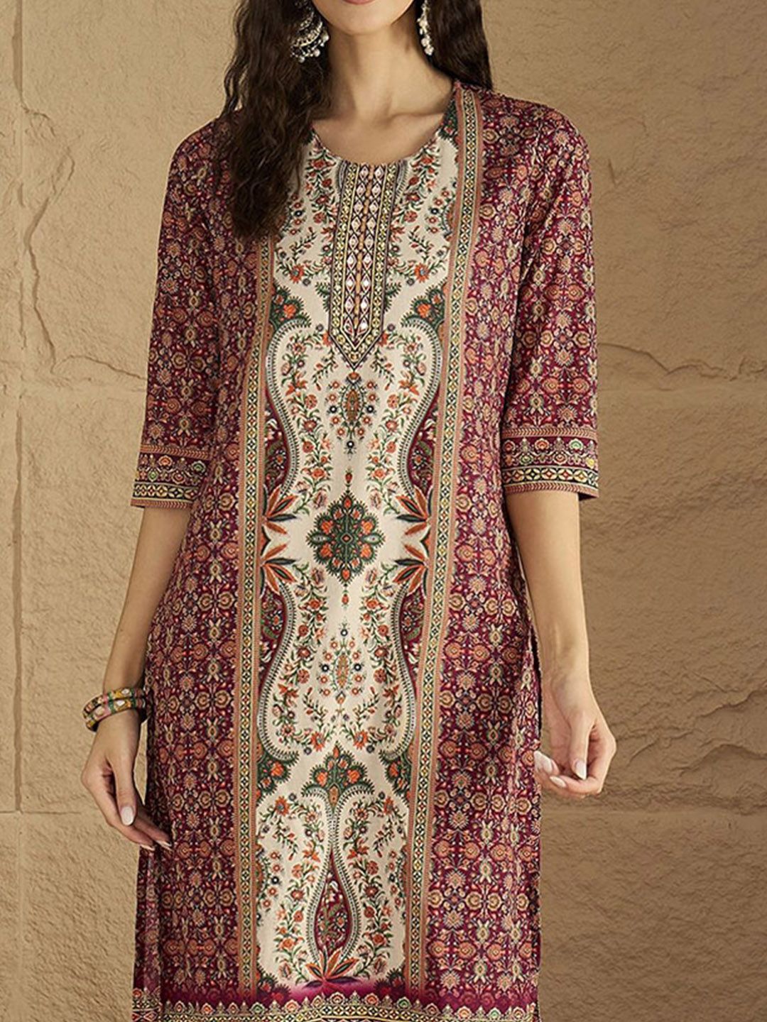 Dhiyona VA Women's Printed Pure Cotton Kurta with Trousers & Dupatta