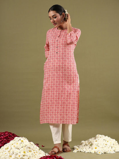 Dhiyona IE Women Keyhole Neck Cold-Shoulder Sleeves Kurta
