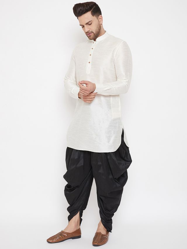 Men's Black Silk Blend Regular Dhoti