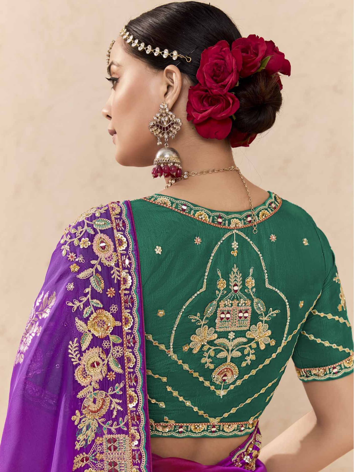 Dhiyona KM Women Shaded Purple & Pink Tussar Silk Saree