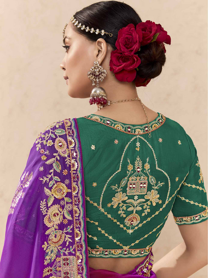 Dhiyona KM Women Shaded Purple & Pink Tussar Silk Saree
