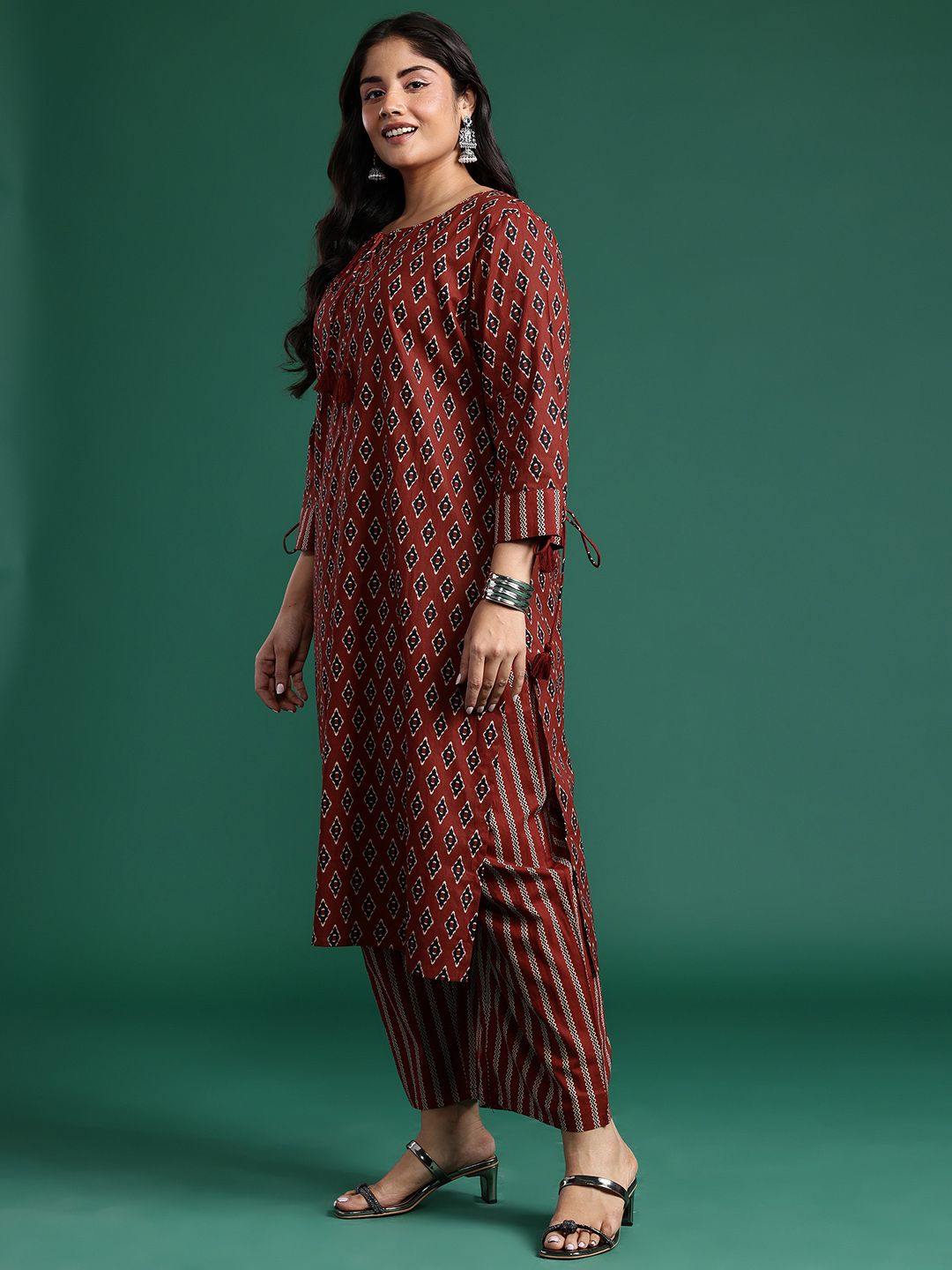 Ethnic Motifs Print Pure Cotton Kurta with Trousers