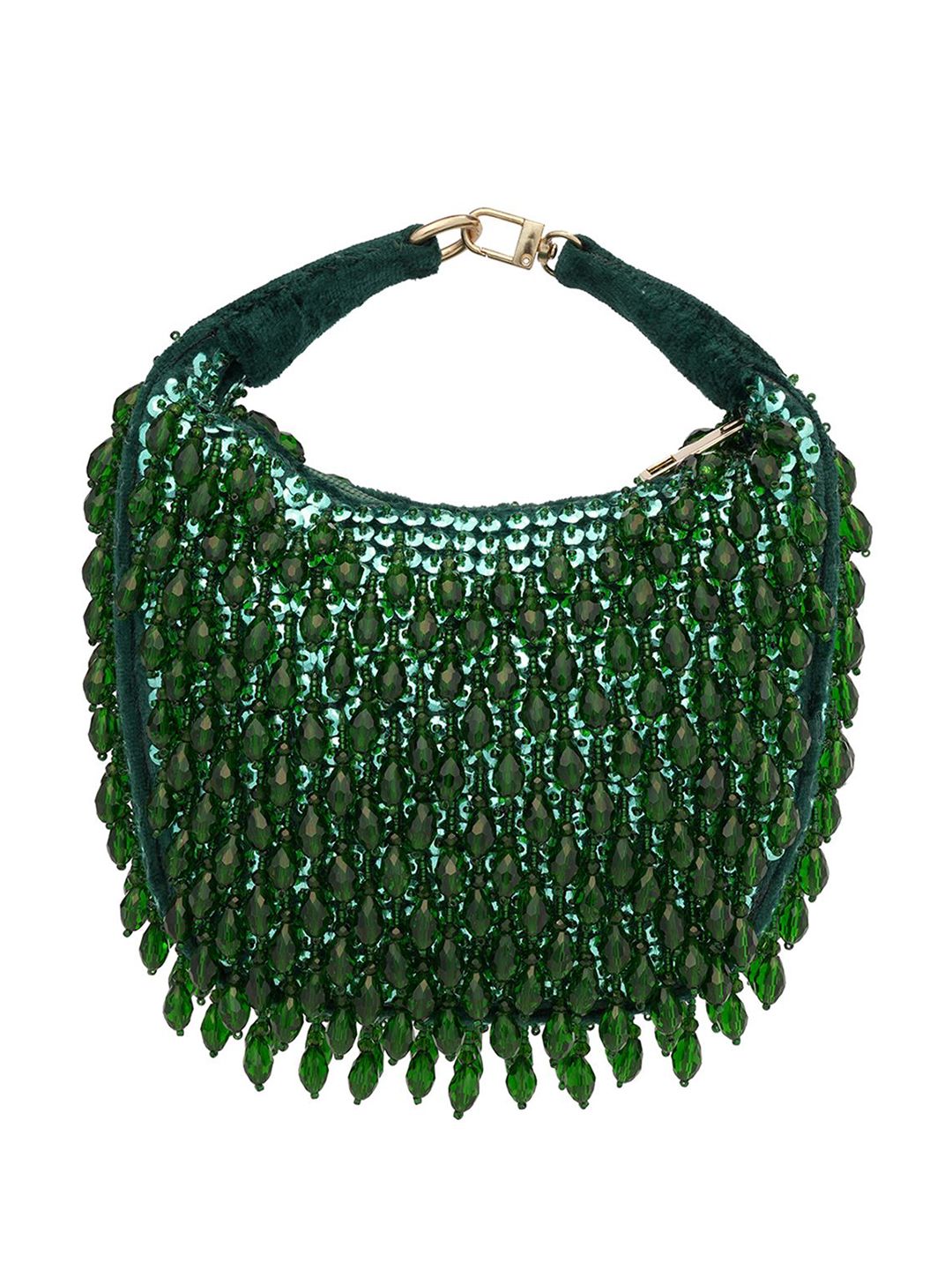 Dhiyona NR Embroidered Embellished Half Moon Clutch