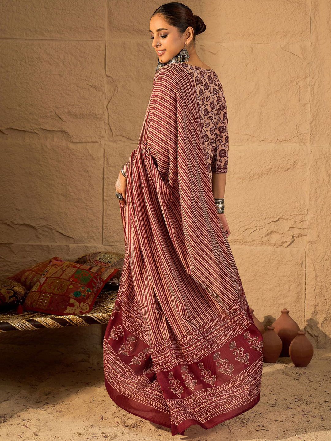 Women Floral Print Regular Pure Cotton Kurta with Trousers & With Dupatta