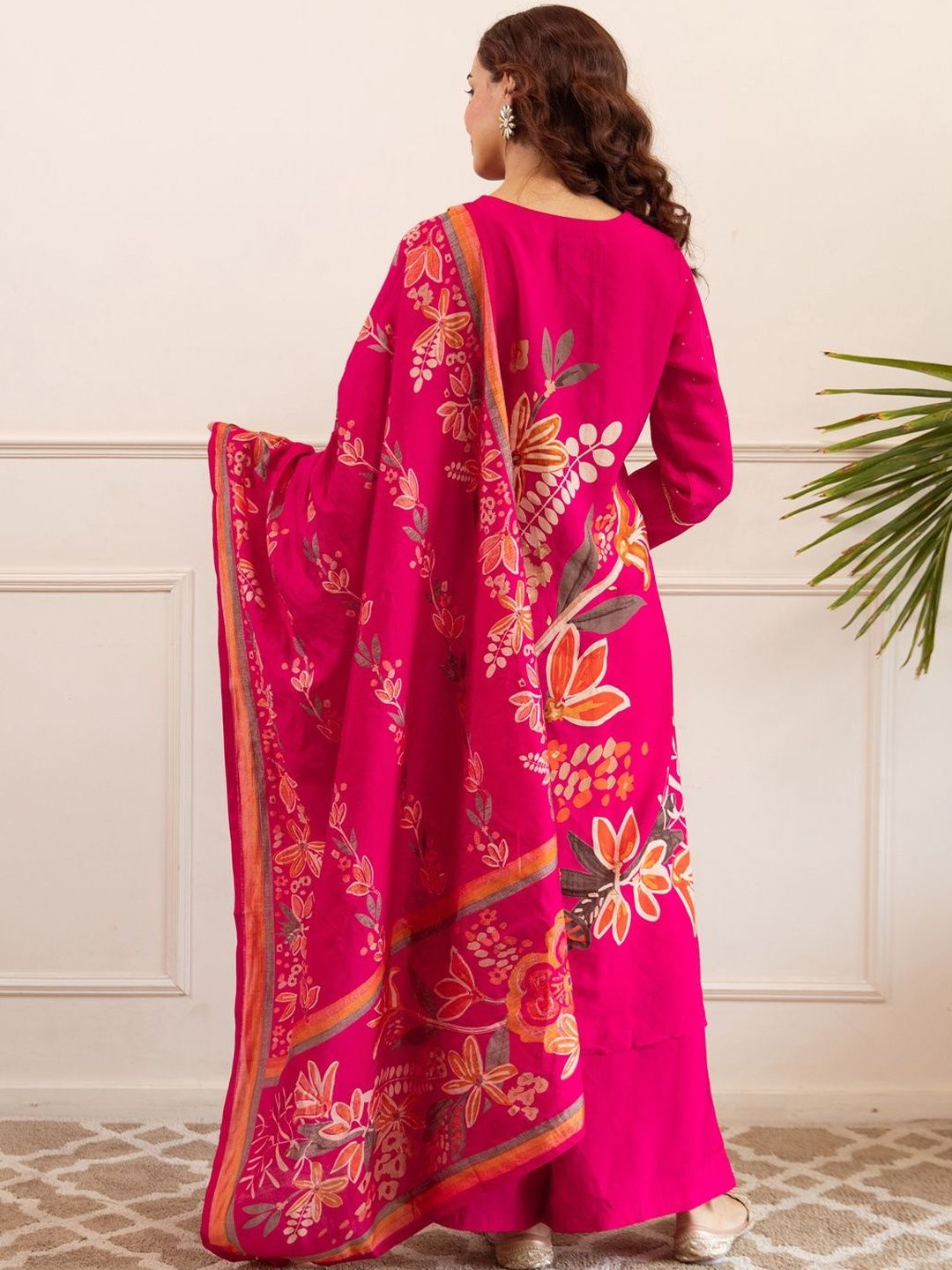 Women Floral Printed Kurta with Palazzos & Dupatta