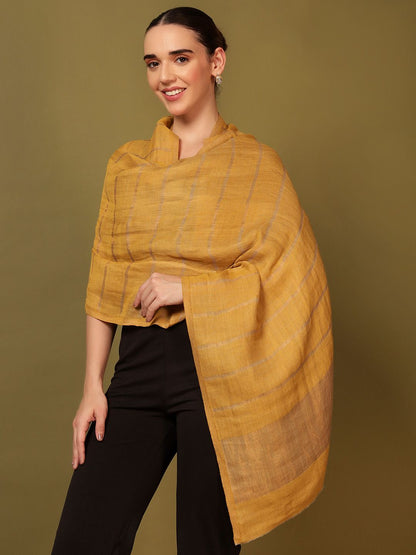 Dhiyona PA Striped Woven Design Woolen Reversible Shawl