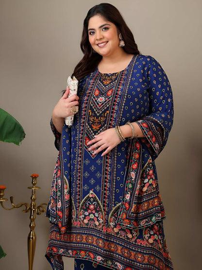 Dhiyona IN Women Plus Size Floral Printed Kurta with Palazzos & Dupatta