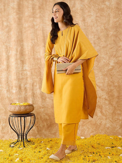 Yoke Design Straight Gotta Patti Kurta with Palazzo & Dupatta