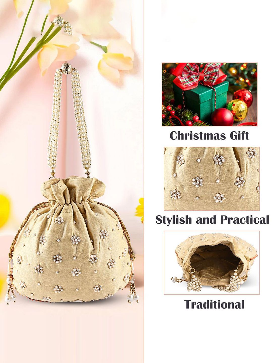 Dhiyona NR Set Of 2 Embroidered Potli Clutches