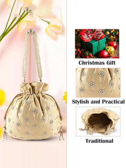 Dhiyona NR Set Of 2 Embroidered Potli Clutches