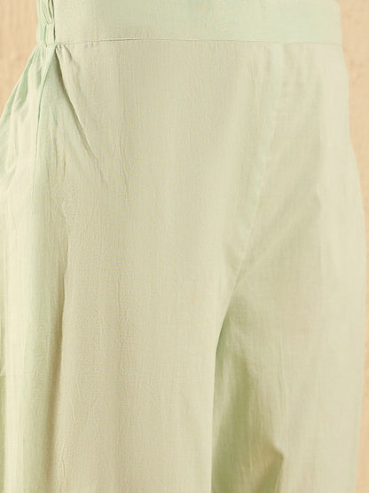 Women's Women Ethnic Motifs Printed Regular Chikankari Kurta with Trousers & With Dupatta
