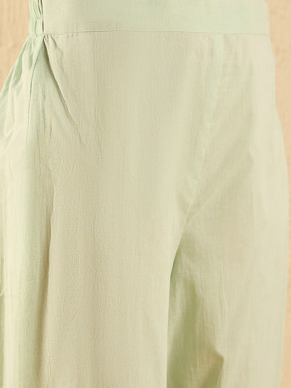 Dhiyona IE Women Ethnic Motifs Printed Regular Chikankari Kurta with Trousers & With Dupatta