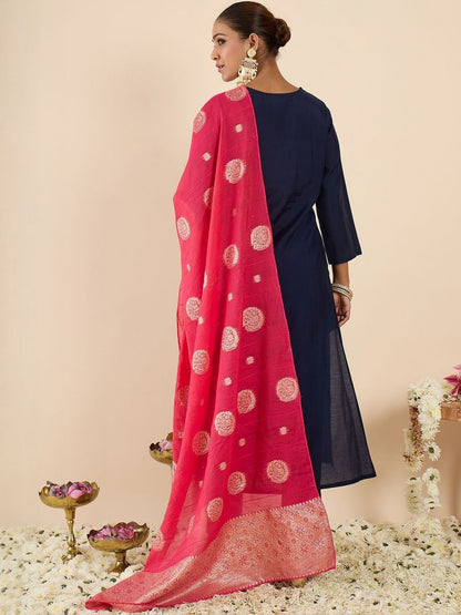 Women Ethnic Motifs Embroidered Regular Thread Work Kurta with Trousers & With Dupatta