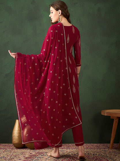 Dhiyona SN Women's Embroidered Sequence Plated Anarkali Kurta & Palazzo With Dupatta