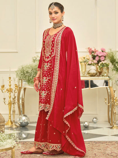 Women Ethnic Motifs Embroidered Kurta with Palazzo & Dupatta