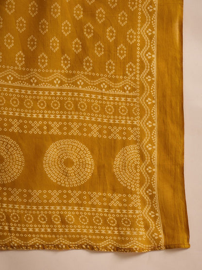 Dhiyona SN Women's Bandhani Printed Pure Cotton Straight Kurta With Trousers & Dupatta Set