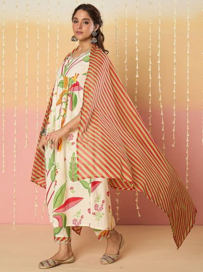 Women Ethnic Motifs Printed Panelled Pure Cotton Kurta with Trousers & Dupatta