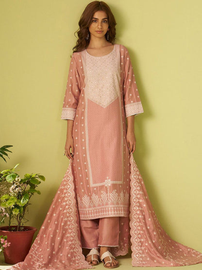 Dhiyona IE Women Ethnic Motifs Embroidered Thread Work Kurta with Trousers & Dupatta