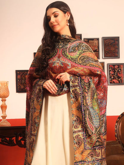 Dhiyona PA Paisley Embroidered Zari Shawl