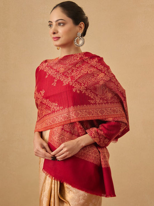 Dhiyona PA Floral Woven Design Kohsar Jamawar Shawl