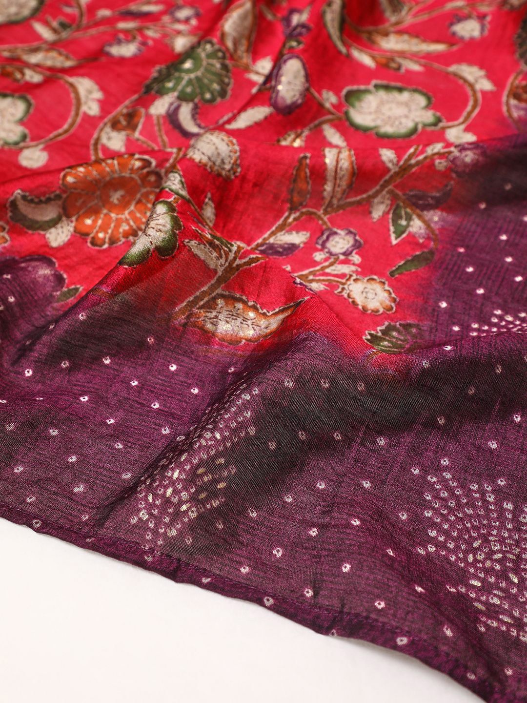 Dhiyona SO Women's Women Bandhani Printed Regular Thread Work Straight Kurta With Trouser With Dupatta