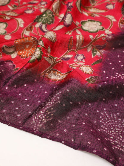 Dhiyona SO Women's Women Bandhani Printed Regular Thread Work Straight Kurta With Trouser With Dupatta