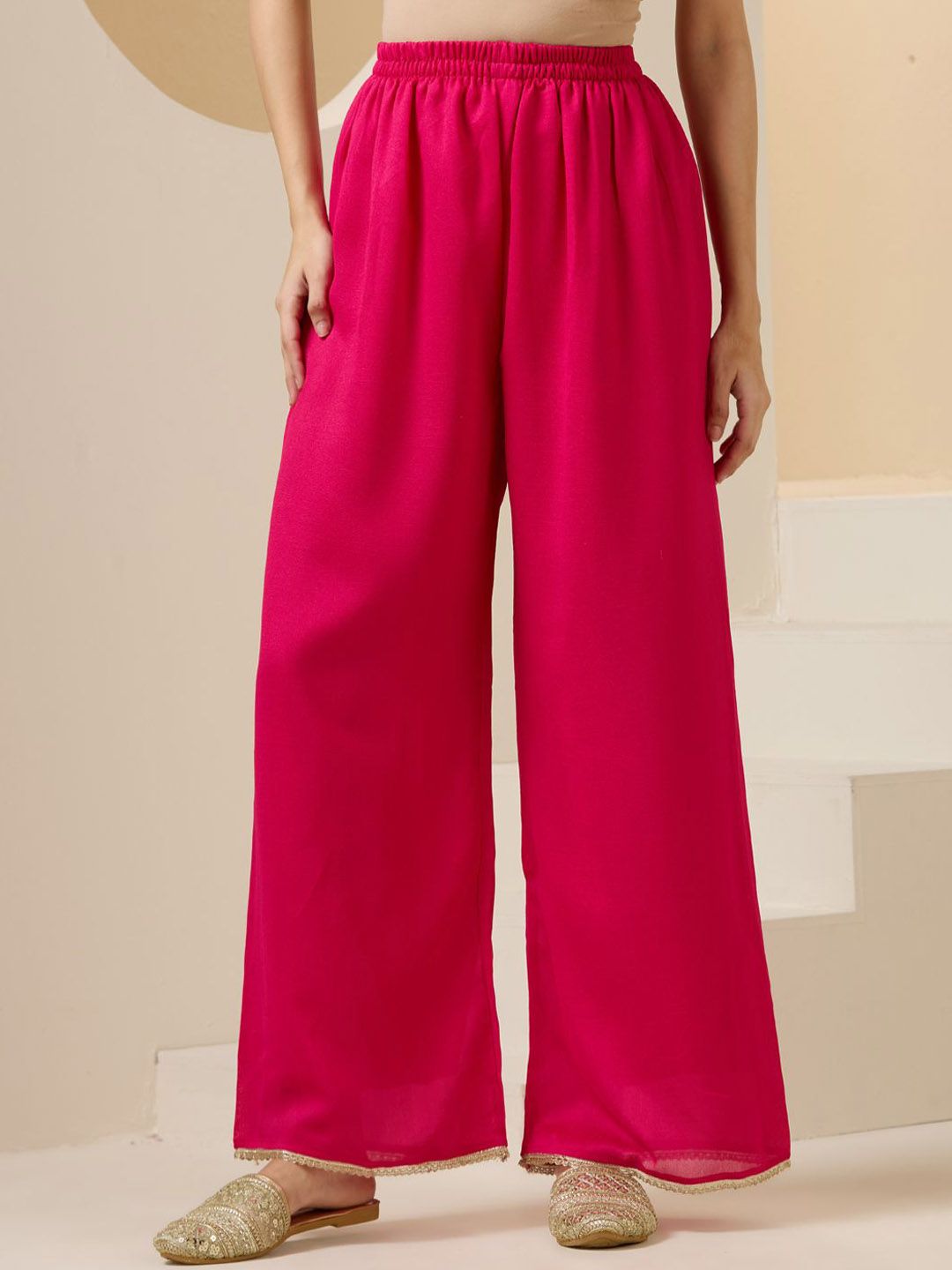 Dhiyona IS Women's Floral Embroidered Yoke Design Notch Neck Kurta With Palazzos And Dupatta