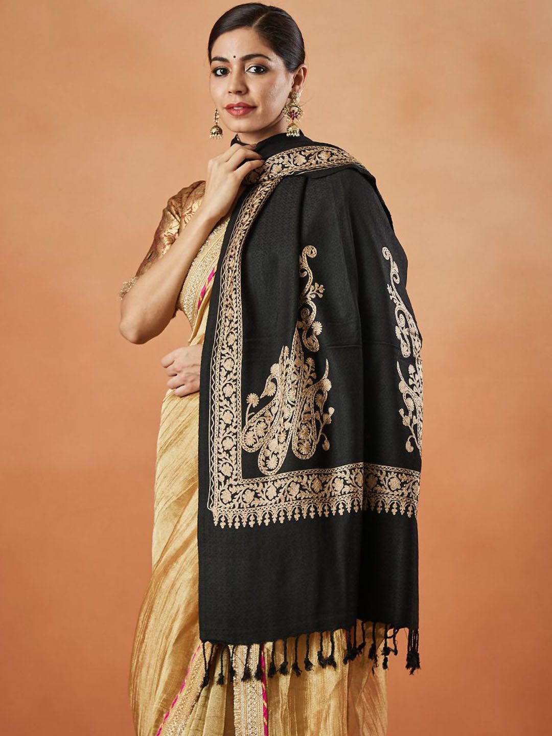 Dhiyona PA Ethnic Motifs Embroidered Shawl