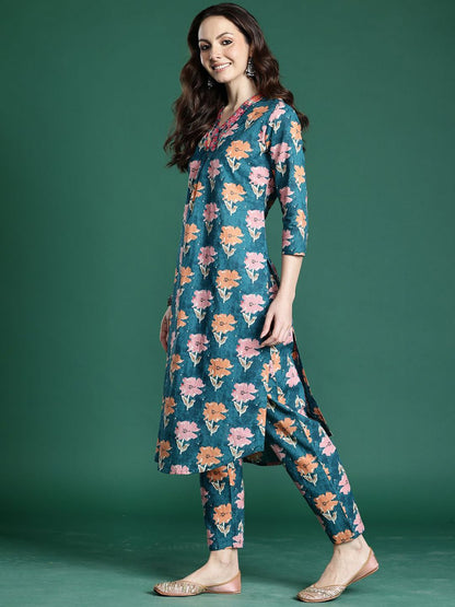 Dhiyona IE Printed Pure Cotton Tunic & Trouser Co-Ords